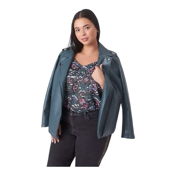 Lane Bryant Green Metallic V Neck Billowy Sleeve Womens Size 22 - Picture 16 of 16